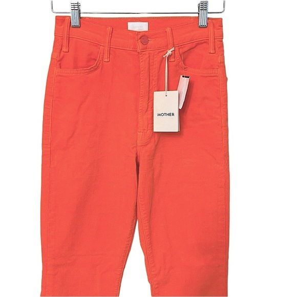 Mother The Hustler Ankle Fray Corduroy Pants Hopscotch Coral 26 NWT Contemporary - Picture 3 of 8